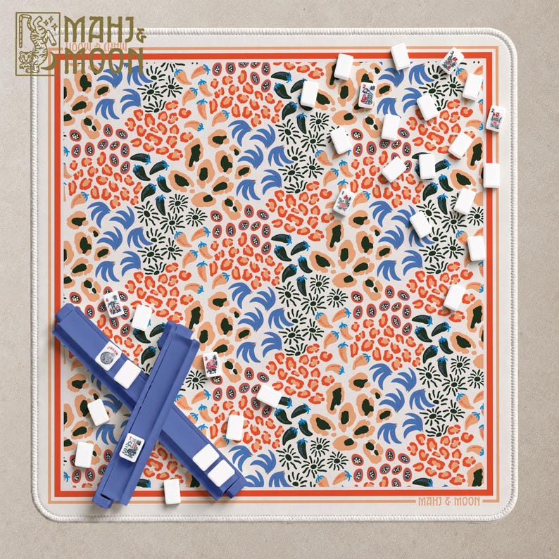 Leopard American Mahjong Mat, Animal Print Mahjong Mat, Preppy Mahjong Playing Mat, Safari Game Table Mat