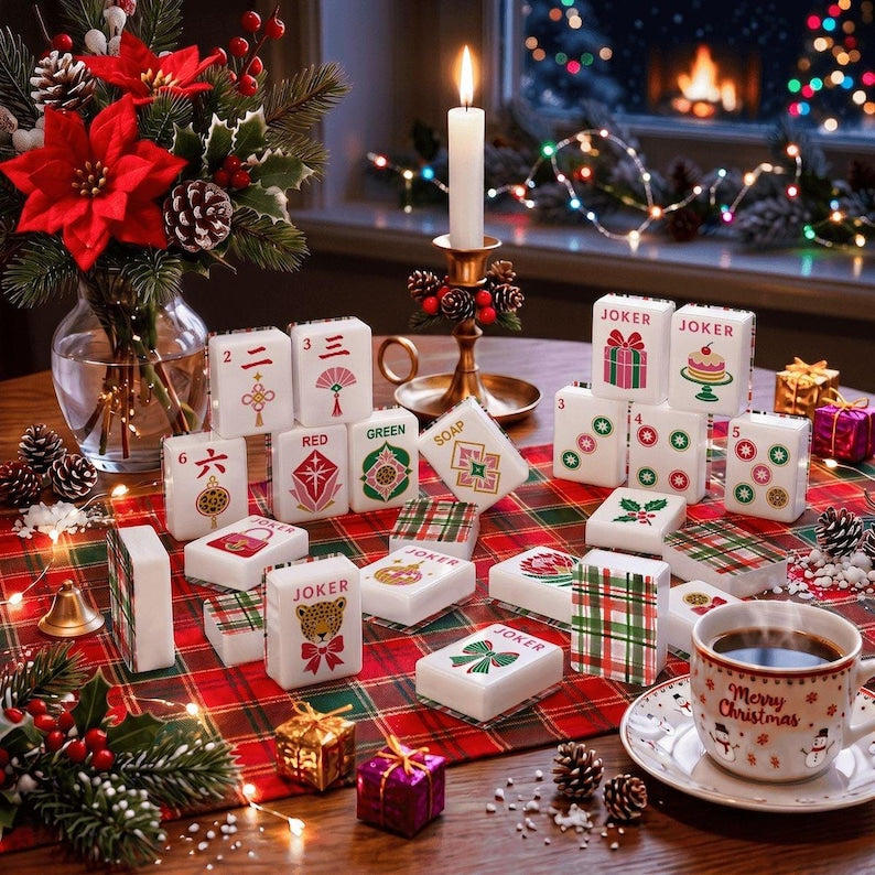 Glam Holiday Christmas Mahjong Tiles Mahjong, Christmas Mahjong Tiles, Holiday Mahjong Gift