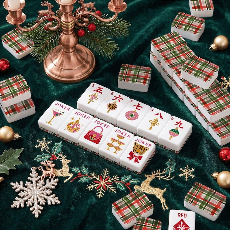 Glam Holiday Christmas Mahjong Tiles Mahjong, Christmas Mahjong Tiles, Holiday Mahjong Gift