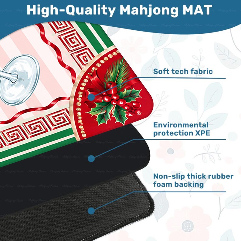 Christmas in July Mahjong Mat, Pink Stripe Candy Cane Game Mat, Preppy Holiday Gift, Non Slip Cover