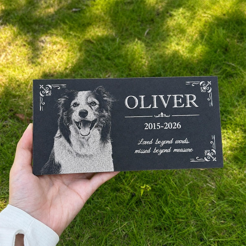 Personalized Pet Memorial Stone, Custom Dog Grave Marker, Photo Engraving Garden Stone, Cat Sympathy Gift