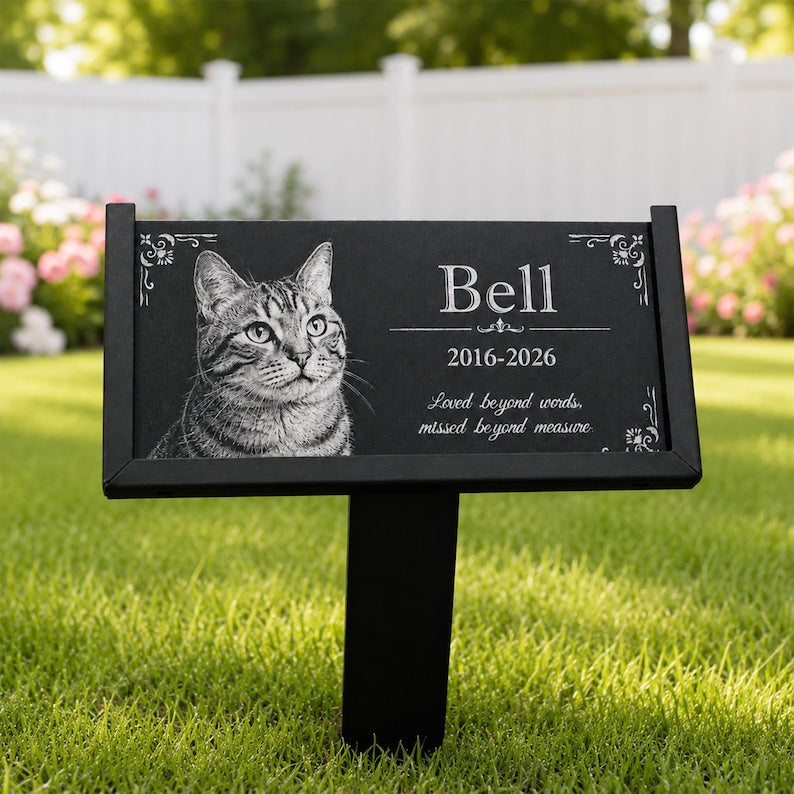 Personalized Pet Memorial Stone, Custom Dog Grave Marker, Photo Engraving Garden Stone, Cat Sympathy Gift