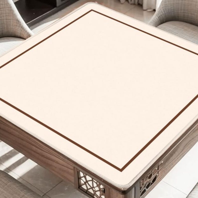 Minimalist Beige Brown Mahjong Mat, Neutral Mahjong Table Cover, Modern Tile Game Playing Surface