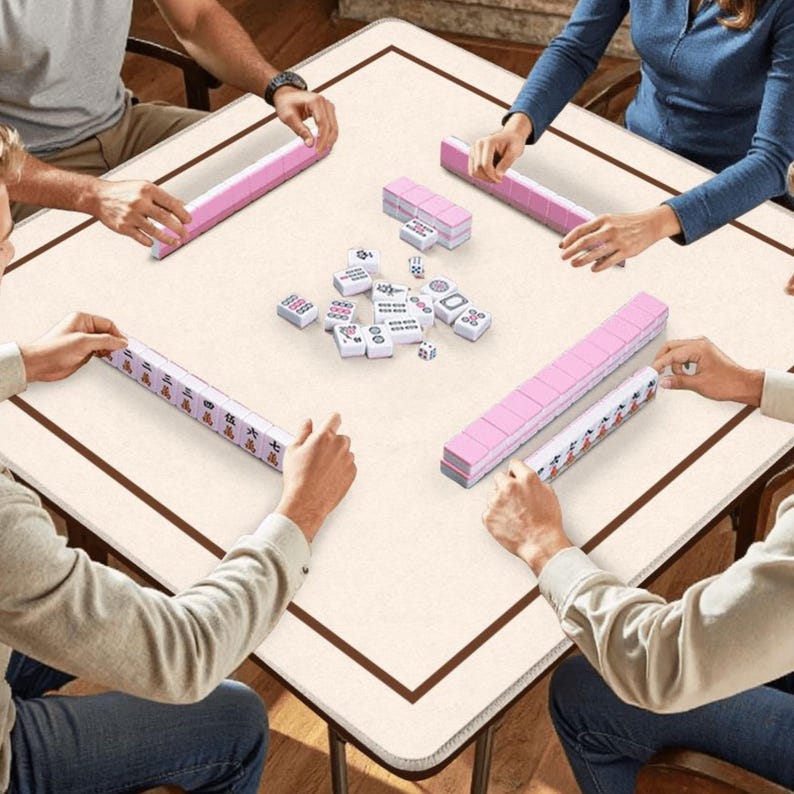 Minimalist Beige Brown Mahjong Mat, Neutral Mahjong Table Cover, Modern Tile Game Playing Surface