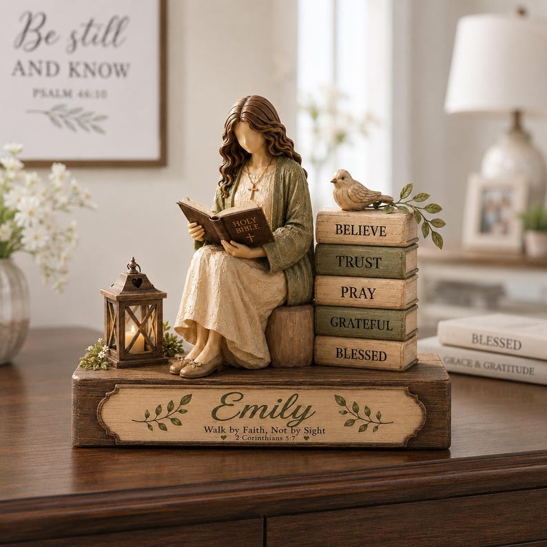 Personalized Christian Women Wooden Block, Confirmation Gift, Religious Gift for Her, Bible Verse Gift
