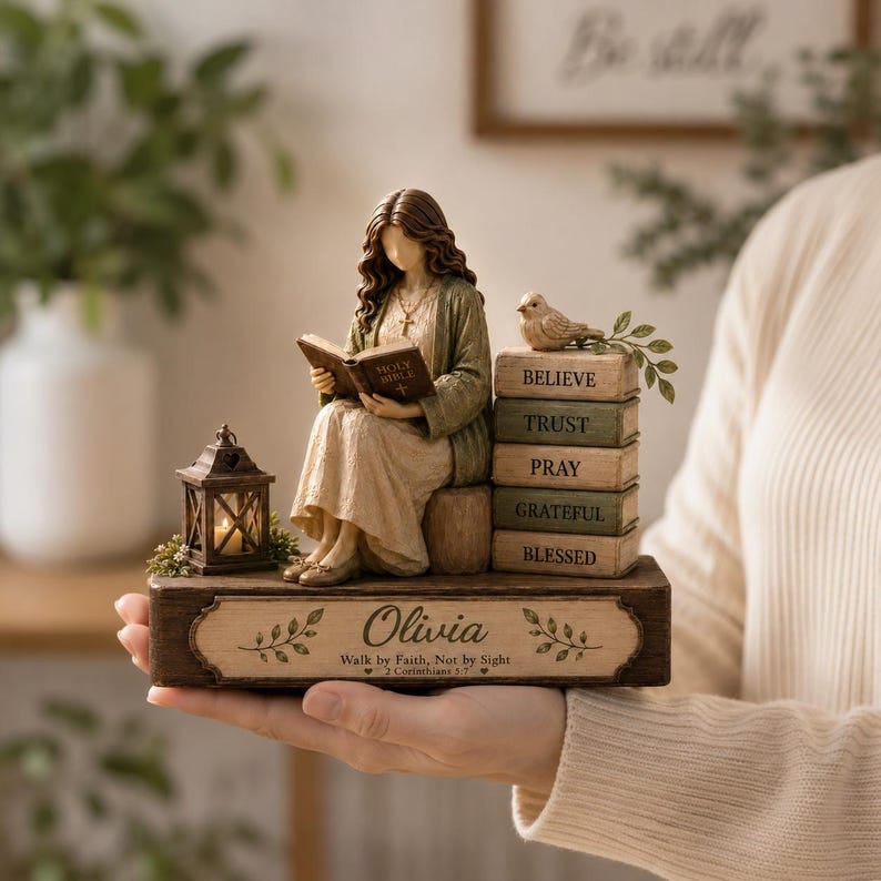 Personalized Christian Women Wooden Block, Confirmation Gift, Religious Gift for Her, Bible Verse Gift