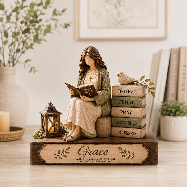 Personalized Christian Women Wooden Block, Confirmation Gift, Religious Gift for Her, Bible Verse Gift