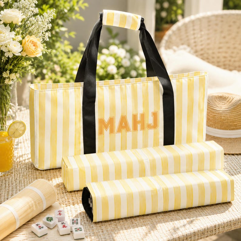 Mahjong Bag Set Personalized, Custom Mahj Storage Tote, Mahjong Tile Bag, Rack Pusher Case