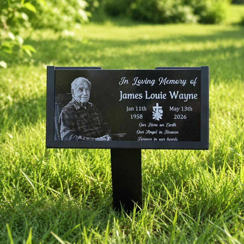 Personalized Photo Memorial Stone, Custom Granite Grave Marker, Garden Stone, Headstone for Cemetery