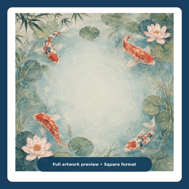 Koi Water Lily Mahjong Mat, Japanese Pond Mahjong Table Mat