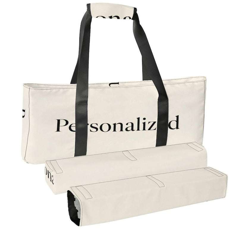 Personalized Mahjong Bag Set, 3-Piece Canvas Tile and Rack Organizer, Custom Name Travel Case