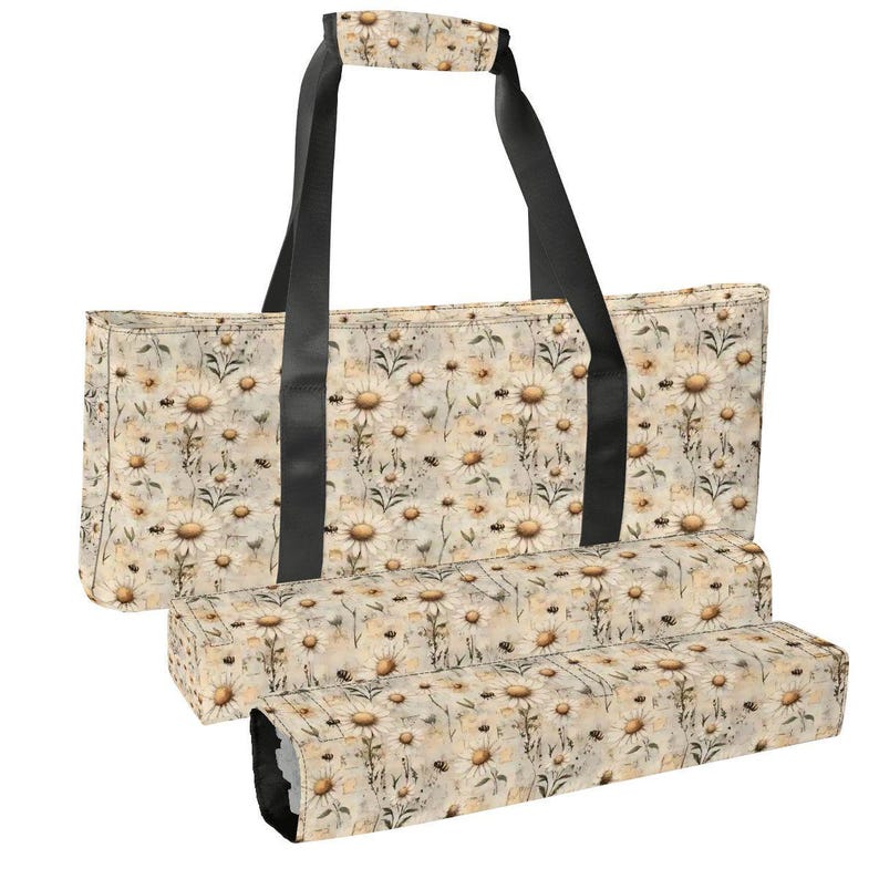 Rustic Daisy & Bumble Bee Mahjong Bag Set, Mahjong Tote Bag, Mahjong Tile Bag, Mahjong Rack Bag, Mahjong Carrier