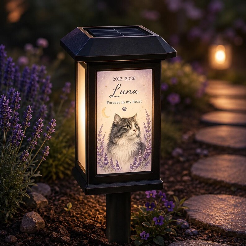 Personalized Pet Memorial Solar Lantern, Custom Dog Memorial Garden Light, Sympathy Gift for Dog Loss