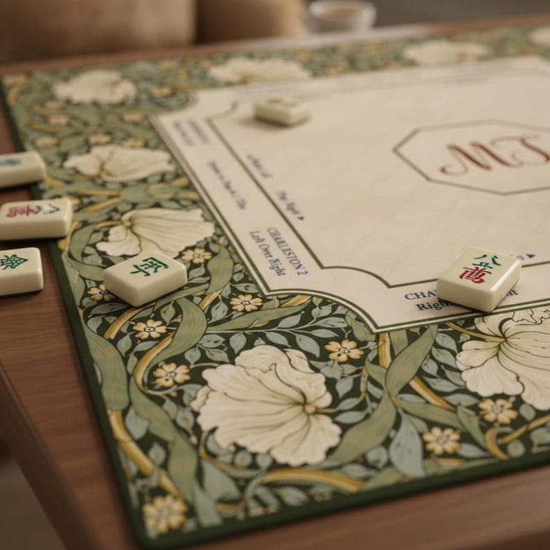 Personalized William Morris Mahjong Mat, Vintage Botanical Game Table Cover, Custom Art Nouveau Floral