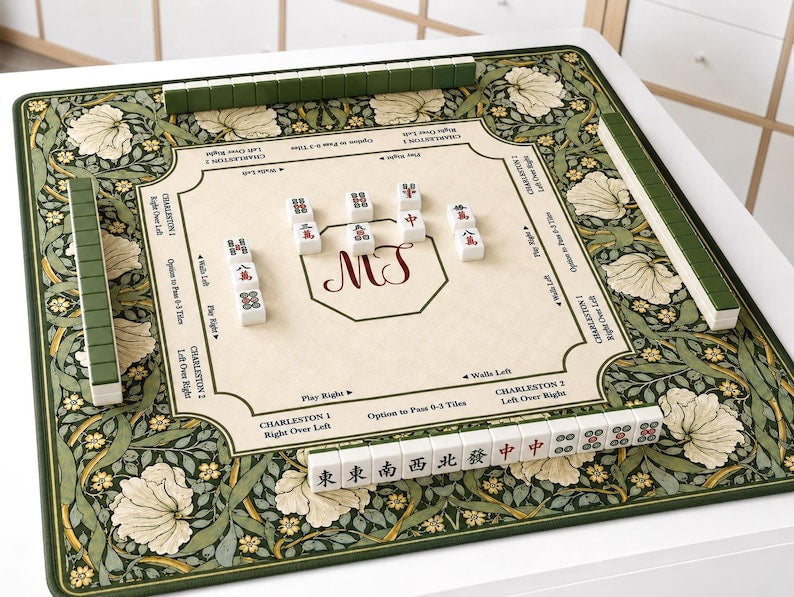Personalized William Morris Mahjong Mat, Vintage Botanical Game Table Cover, Custom Art Nouveau Floral