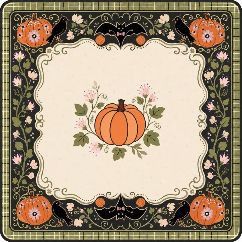 Halloween Pumpkin Mahjong Mat Spooky Game Night Table Decor Autumn Holiday Playmat Festive Seasonal