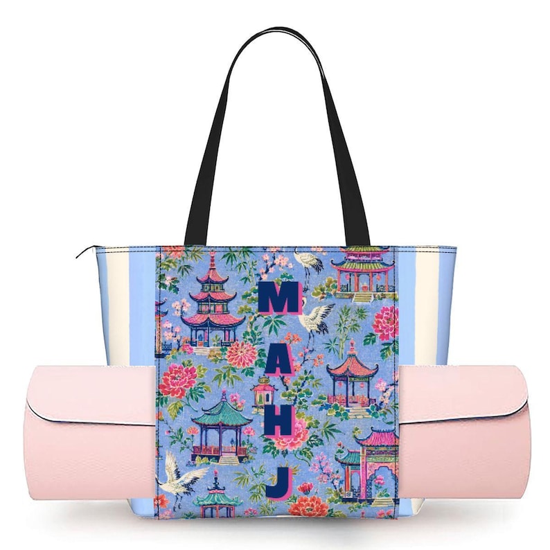 Mahjong Mat Carrying Bag, Mahjong Striped Tote with Zipper, Game Night Storage Bag, Travel Mah Jongg Organizer