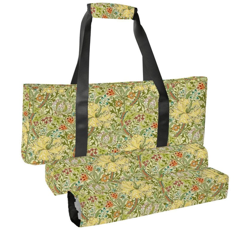 Golden Lily Style Mahjong Bag Set, Mahjong Tote Bag, Mahjong Tile Bag, Mahjong Rack Bag, Arts and Crafts Floral Mahjong Carrier