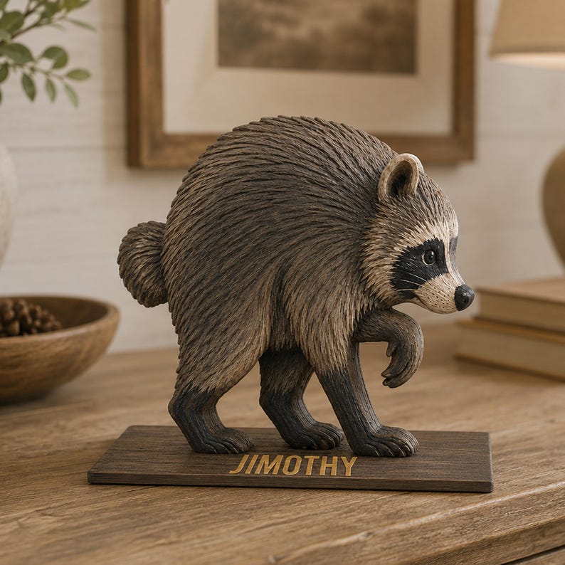 Personalized Jimothy Raccoon Wooden Sign, Seattle Short Spine Raccoon Decor, Viral Raccoon Meme Gift