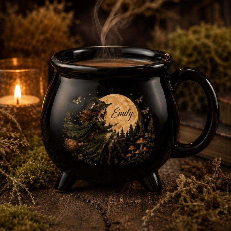 Personalized Witch Cauldron Mug, Custom Witch Coffee Mug, Halloween Witch Gift, Witch Lover Gift, Cauldron Mug