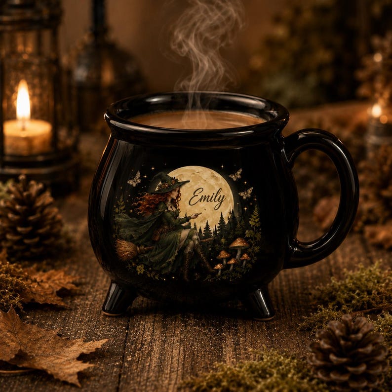 Personalized Witch Cauldron Mug, Custom Witch Coffee Mug, Halloween Witch Gift, Witch Lover Gift, Cauldron Mug