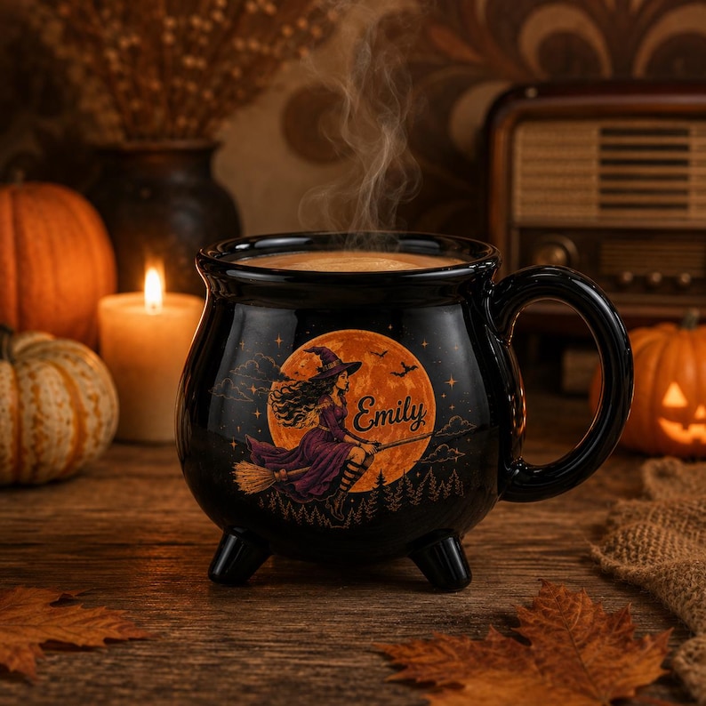 Personalized Witch Cauldron Mug, Custom Witch Coffee Mug, Halloween Witch Gift, Witch Lover Gift, Cauldron Mug