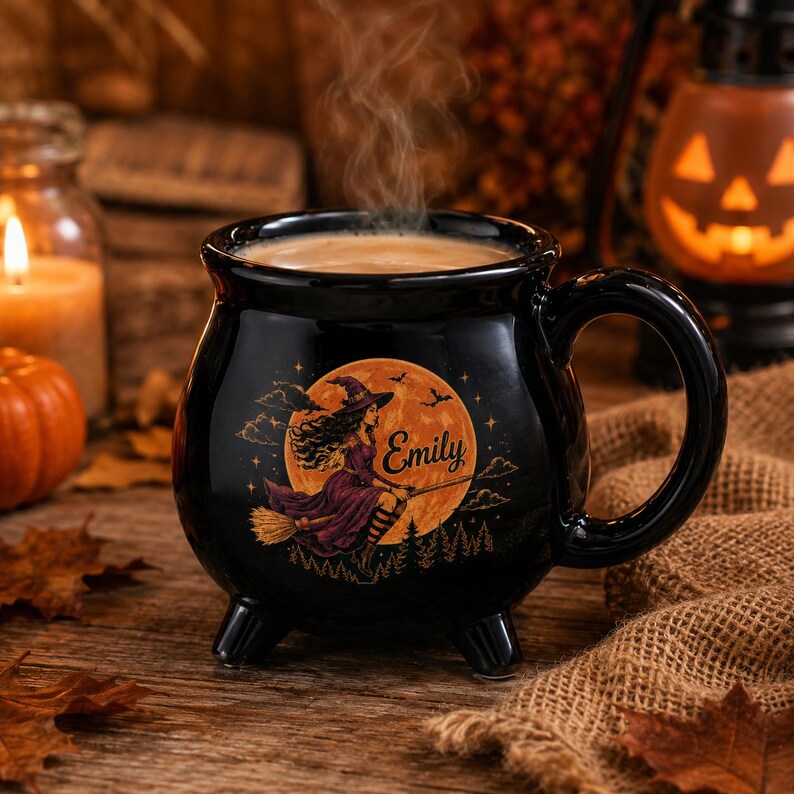 Personalized Witch Cauldron Mug, Custom Witch Coffee Mug, Halloween Witch Gift, Witch Lover Gift, Cauldron Mug