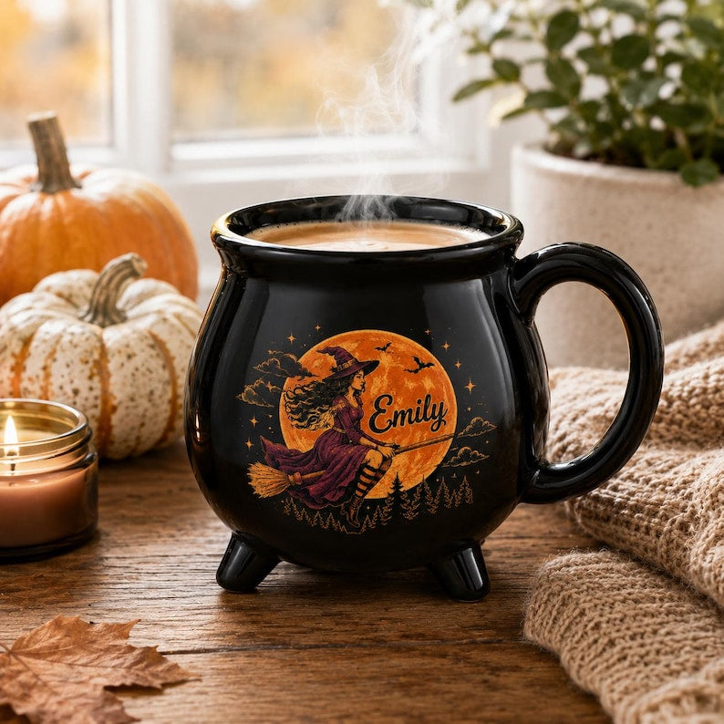 Personalized Witch Cauldron Mug, Custom Witch Coffee Mug, Halloween Witch Gift, Witch Lover Gift, Cauldron Mug