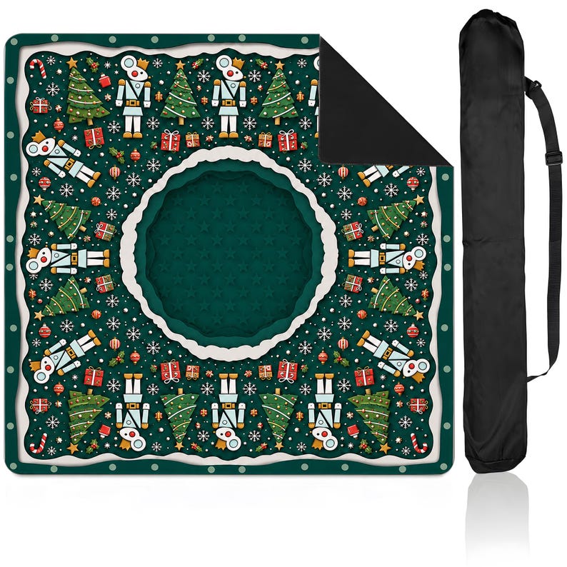 Nutcracker Christmas Mahjong Mat, Whimsical Holiday Decor, Festive Winter Wonderland Table Game Mat