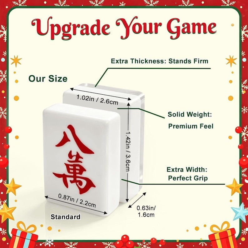 Christmas Mahjong Tile Set 160 Pieces, Green Plaid Holiday Mah Jongg Tiles, Festive Tartan Mahjong Set, Christmas Gift