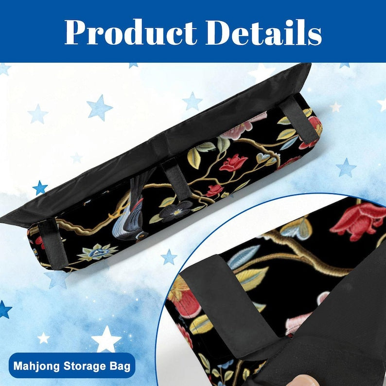 Bird Toile Floral Mahjong Bag Set, 3-Piece American Mahjong Storage Tote