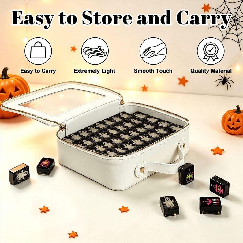 Ghost Mahjong Tile Set, Pastel Halloween Acrylic, 160-Piece American Mahjong