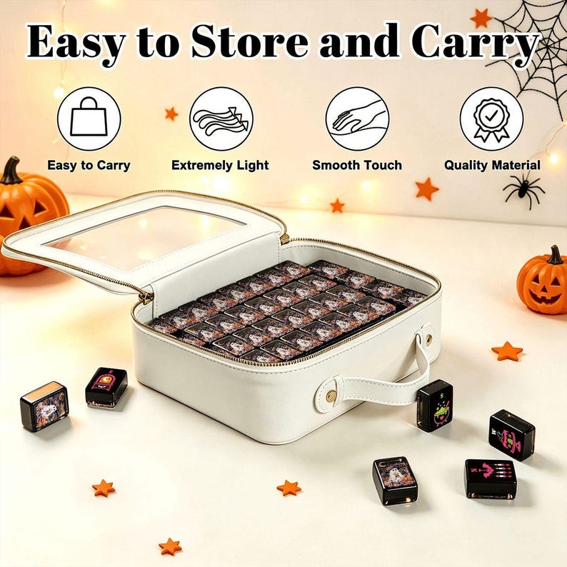 Halloween Mahjong Tiles, Spooky Cute Mahjong Set, Ghost Pumpkin Witch American Mahjong Tiles