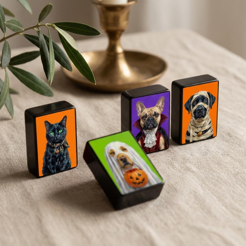 Halloween Classic Mahjong Set, Halloween Mahjong Tiles With Custom Back Design, 4 Back Options