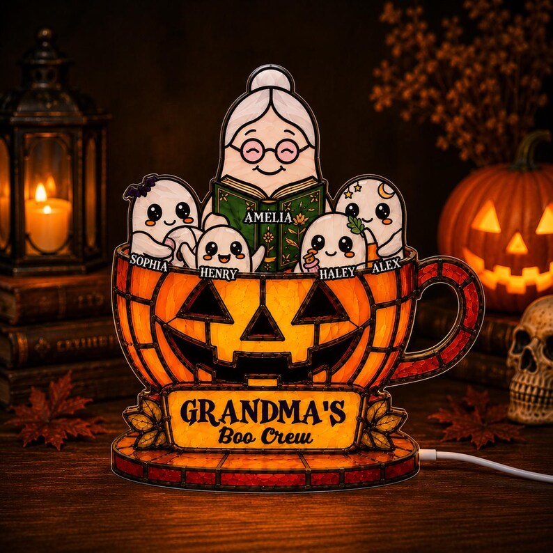 Grandma's Boo Crew, Personalized Light Box, Halloween Decor