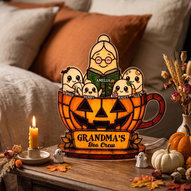 Grandma's Boo Crew, Personalized Light Box, Halloween Decor