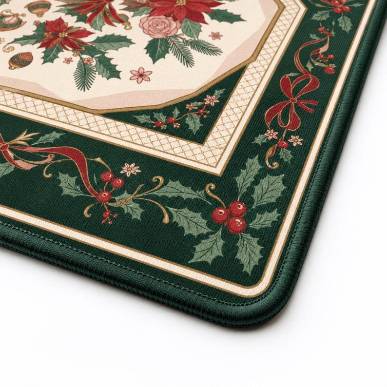 Holiday Mah Jongg Mat, Christmas Poinsettia Mahjong Mat, Winter Mahjong Table Cover, American Mahjong Gift