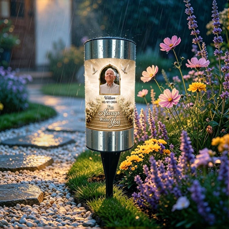 Personalized Memorial Solar Light, Custom Photo Garden Sympathy Gift
