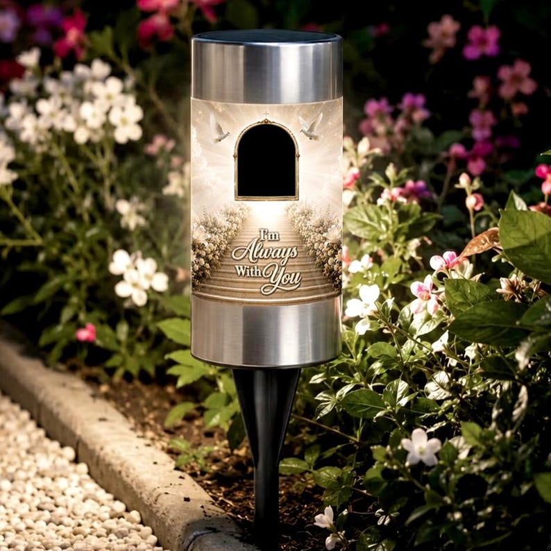 Personalized Memorial Solar Light, Custom Photo Garden Sympathy Gift