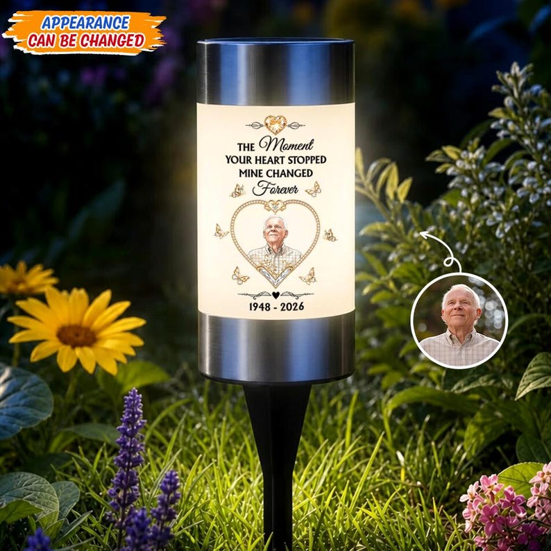 Personalized Memorial Solar Light Custom Photo Forever In My Heart Gift