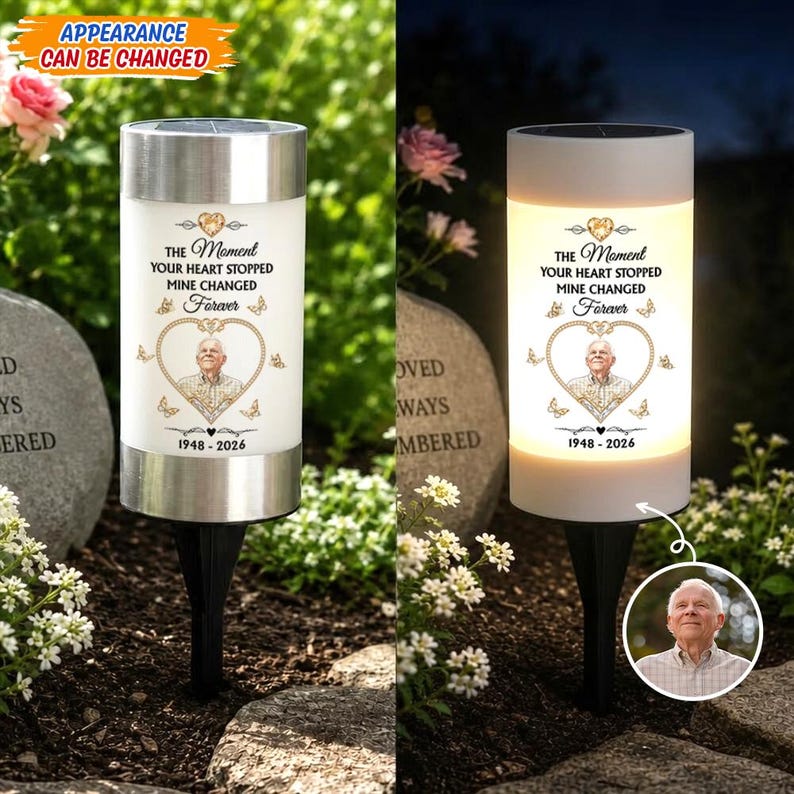 Personalized Memorial Solar Light Custom Photo Forever In My Heart Gift