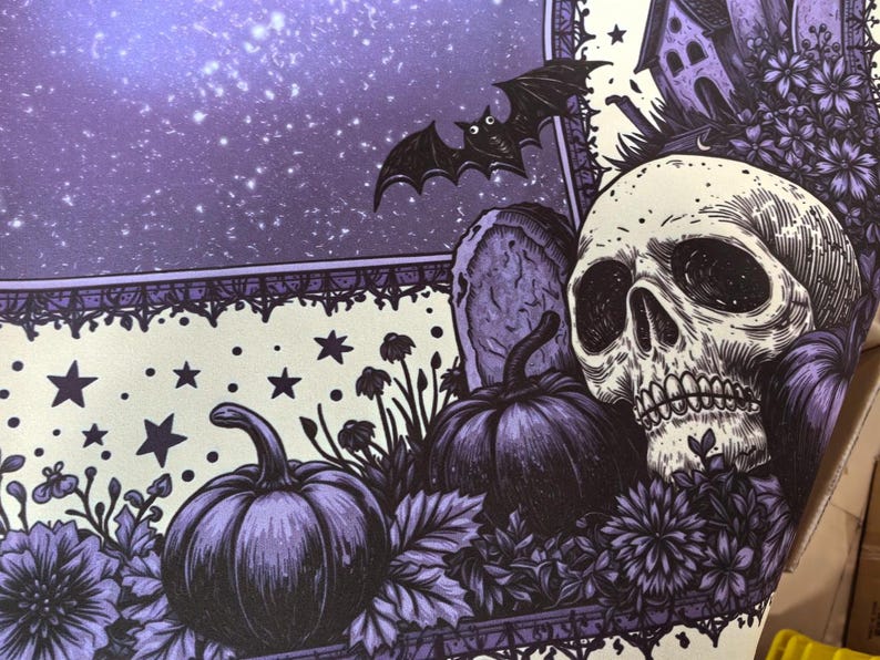 Purple Halloween Mahjong Mat, Spooky American Mahjong Table Mat