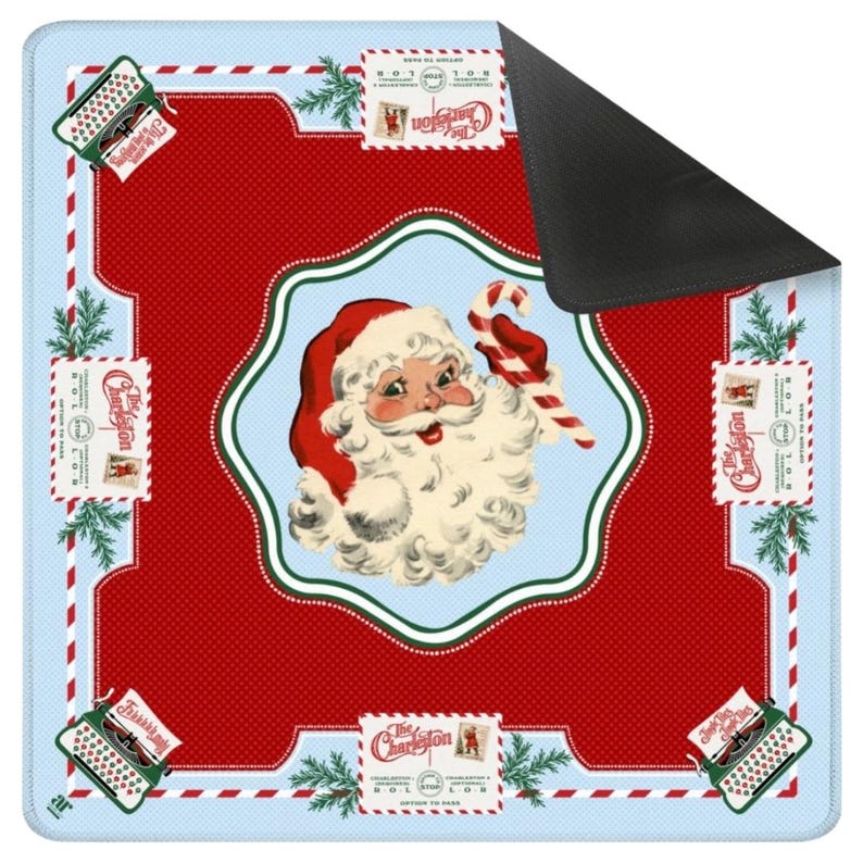 Santa’s Mahjong Mail Mahjong Mat, Holiday Collection, Vintage Christmas Mahj Mat, Retro Santa Game Table Mat