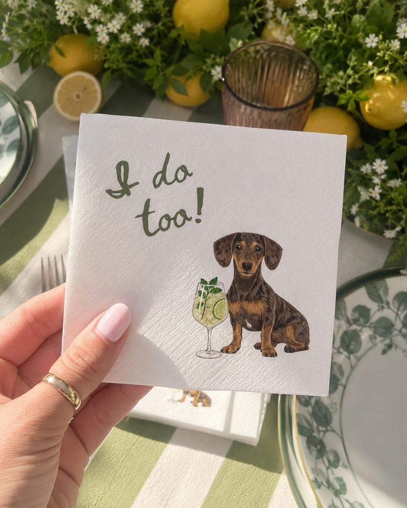 Custom Pet Wedding Napkins, Personalized Multi Dog Cat Portrait Cocktail Napkins, His and Hers Pet Bar Cart Favors