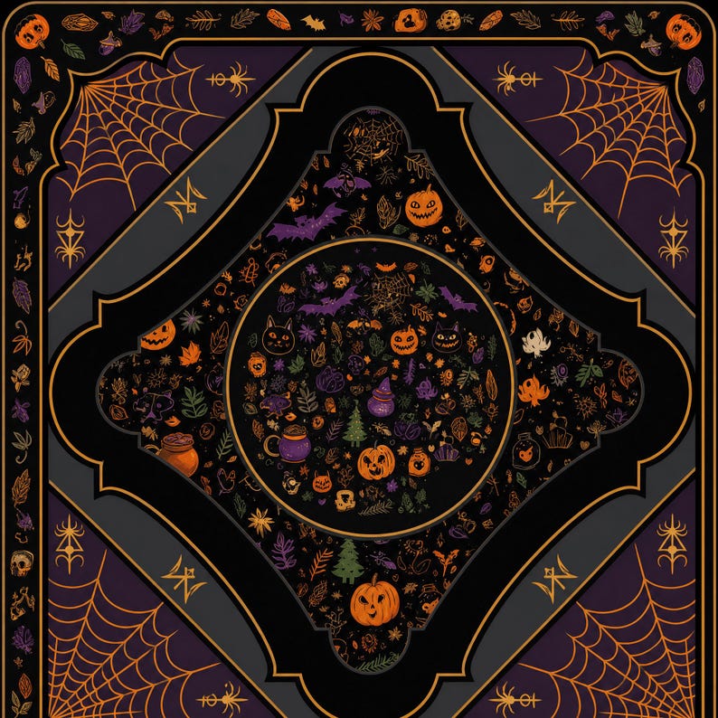 Pumpkin Cat Halloween Mahjong Mat, Tropical Palm Mahjong Mat For Novices and experienced Players, Gift for Family