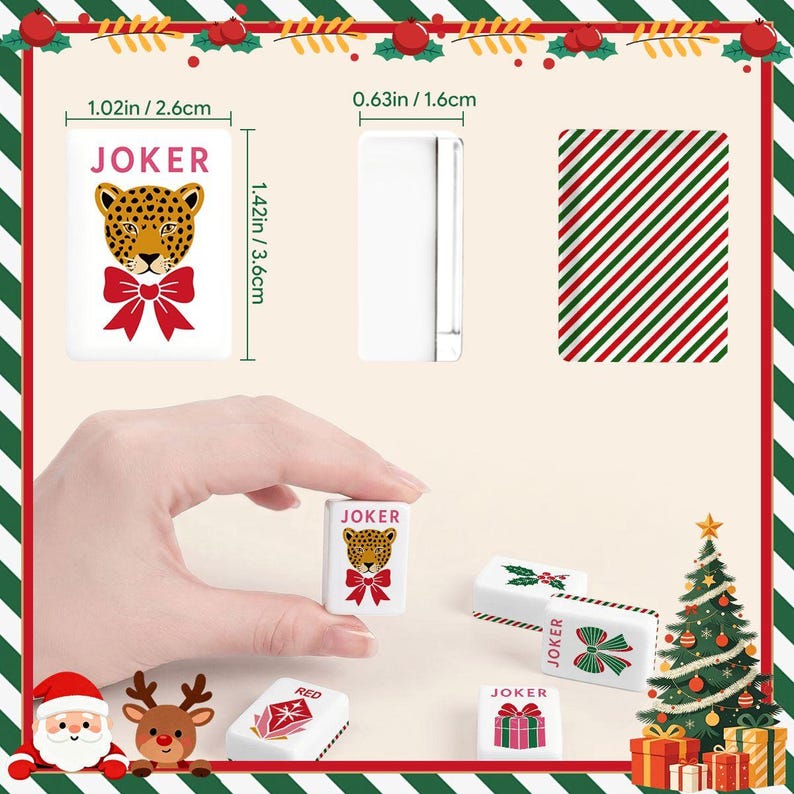 Christmas Mahjong Tiles Set, American Mahjong, Holiday Mahjong Gift, Acrylic Mahjong Tiles, Luxury Game Set
