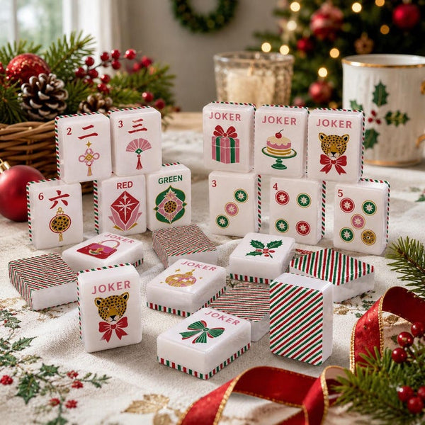 Christmas Mahjong Tiles Set, American Mahjong, Holiday Mahjong Gift, Acrylic Mahjong Tiles, Luxury Game Set