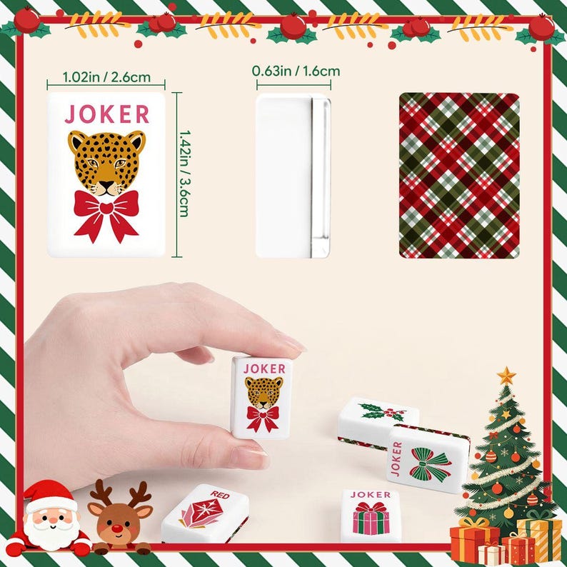 Christmas Plaid Mahjong Tiles, Tartan American Mahjong Tile Set, Festive Winter Mahjong Gift