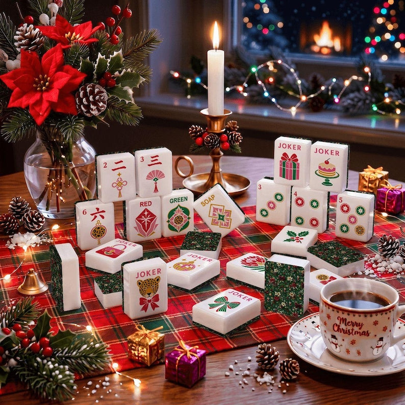 Nutcracker Christmas Mahjong Tile Set, 166-Piece American Mahjong Tiles, Festive Holiday Mahjong Gift