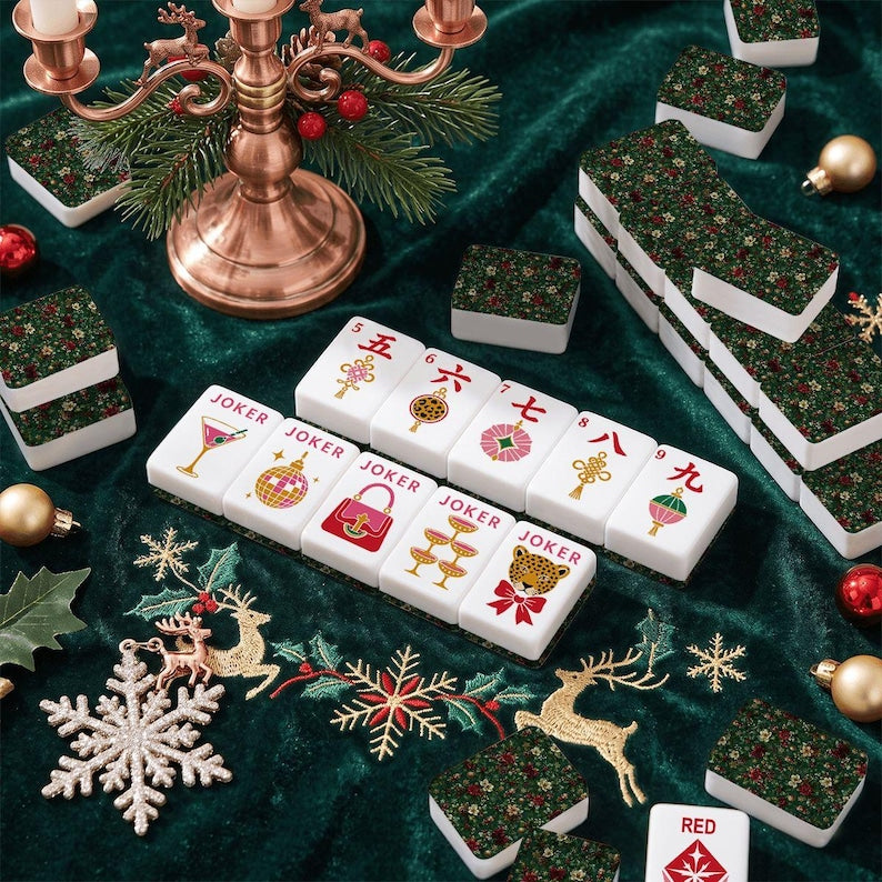 Nutcracker Christmas Mahjong Tile Set, 166-Piece American Mahjong Tiles, Festive Holiday Mahjong Gift